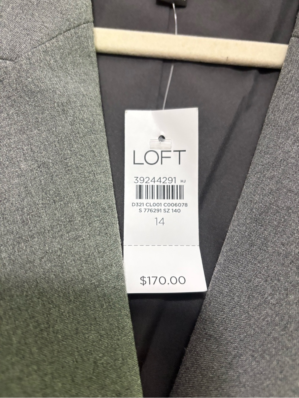 LOFT Versa Double-Breasted Gray Blazer Size 14 NWT - Picture 4 of 13